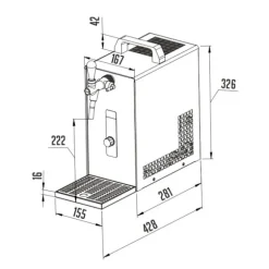 Öltapp, öldispenser, ölmaskin, ölautomat, ölkylare PYGMY 25 / K med membranpump, 1-rads torrkylare av rostfritt stål, 35 liter/h, Green Line