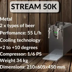Öltapp STREAM 50K med luftpump, ölväska, genomströmningskylare 2-radig torr svalare, upp till 55 liter / h - SVART UTGÅNG