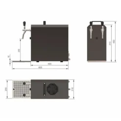 Öltapp STREAM 50K med luftpump ölkorg, flödeskylare 2-ledare torrkylare, upp till 55 liter/h - BLACK EDITION, KEG 2:5 liters adapter, KEG:KeyKeg