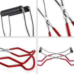 Lyfttång för masonburkar, lyfttång för varma masonburkar, rostfritt stål, silver, röd, svart, 22,5 cm, modern