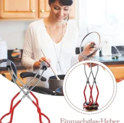 Lyfttång för masonburkar, lyfttång för varma masonburkar, rostfritt stål, silver, röd, svart, 22,5 cm, modern