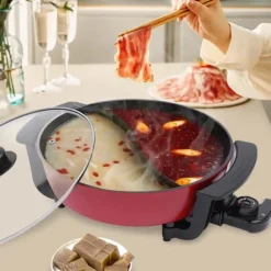 Mandarin Duck hotpot-gryta, dubbel delad 6 liter med yin-yang-avdelare, mörk khaki, kinesisk fondue för hem och fest