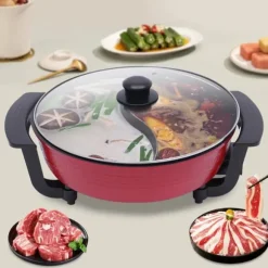 Mandarin Duck hotpot-gryta, dubbel delad 6 liter med yin-yang-avdelare, mörk khaki, kinesisk fondue för hem och fest