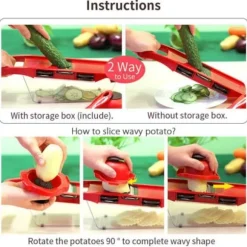 Mandolin Grönsaksskärare – Multifunktionell Grönsaksstrimlare 6-i-1