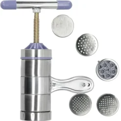 Manuell nudelpress i rostfritt stål med pastapress och 5 formhuvuden för kök