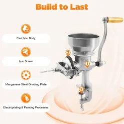 Manuell Spannmålskvarn - Handvevad Kornkvarn - För Vete Majs Nötter - Metall - För Hemmet - Silver