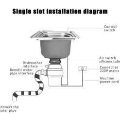 Matavfallskvarn, köksmodell, 560 W ren kopparmotor, stor kapacitet, stötdämpande