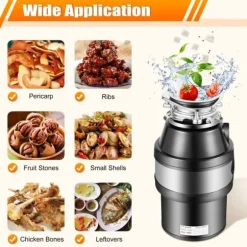 Matavfallskvarn, 220V, 560 W ren kopparmotor, 1,2 L malningskammare, svart