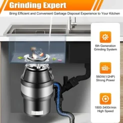 Matavfallskvarn, 220V, 560 W ren kopparmotor, 1,2 L malningskammare, svart