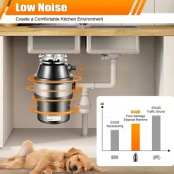 Matavfallskvarn, 220V, 560 W ren kopparmotor, 1,2 L malningskammare, svart