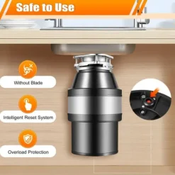 Matavfallskvarn, 220V, 560 W ren kopparmotor, 1,2 L malningskammare, svart