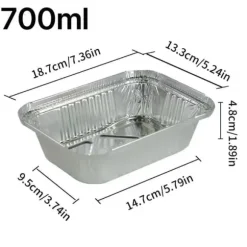 Matbehållare, Aluminiumfolie, Engångsdesign,XL-700ml, 50st-b