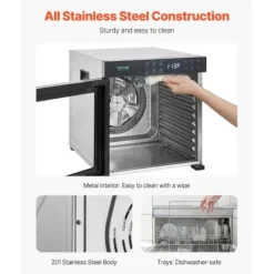 Matdehydrator, 10 brickor, 34x40.5x36.5 cm, rostfritt stål