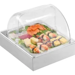 Matserveringsdisplaybehållare, 34,5x27,6x24,5 cm, rostfritt stål