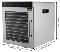 Mattorkare, 10 brickor, justerbar temperaturkontroll,Silver