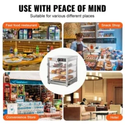 Matvarmhållare, 3-nivåer 90L, 51x51x61,5 cm, Rostfritt stål