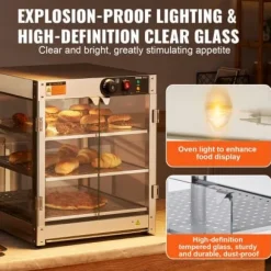 Matvarmhållare, 3-nivåer 90L, 51x51x61,5 cm, Rostfritt stål