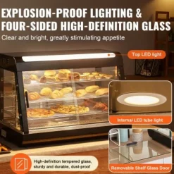 Matvarmhållare, 3-nivåer, 90,7x47x64 cm, Rostfritt stål