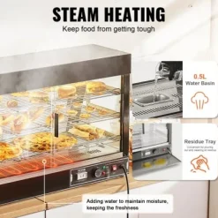 Matvarmhållare, 3-nivåer, 90,7x47x64 cm, Rostfritt stål