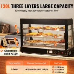 Matvarmhållare, 3-nivåer, 90,7x47x64 cm, Rostfritt stål