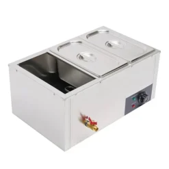 Matvärmare - Bain-marie vattenbad - 3 x 7 l behållare - Rostfritt stål - Buffé servering - Silver