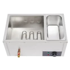 Matvärmare - Bain-marie vattenbad - 3 x 7 l behållare - Rostfritt stål - Buffé servering - Silver