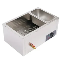 Matvärmare - Bain-marie vattenbad - 3 x 7 l behållare - Rostfritt stål - Buffé servering - Silver