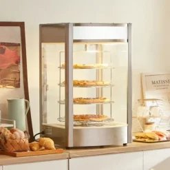 Matvärmare Display, 4-vånings Pizzavärmare, 46,5x46x78 cm, Rostfritt Stål