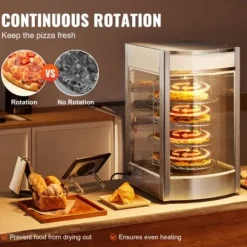 Matvärmare Display, 4-vånings Pizzavärmare, 46,5x46x78 cm, Rostfritt Stål
