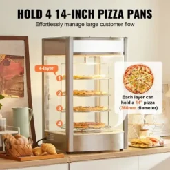 Matvärmare Display, 4-vånings Pizzavärmare, 46,5x46x78 cm, Rostfritt Stål