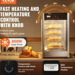 Matvärmare Display, 4-vånings Pizzavärmare, 46,5x46x78 cm, Rostfritt Stål