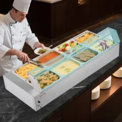 Matvärmare, Elektrisk rostfri stålångare 143x57x38,5 cm, Silver