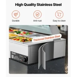 Matvärmare, Elektrisk rostfri stålångare 143x57x38,5 cm, Silver