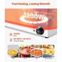 Matvärmare, 5-fack elektriskt ångbord, 54x36x25 cm, rostfritt stål