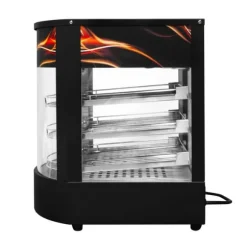Matvärmare Uppvärmd Pizzadisplay Glasskärm Kommersiell Varm Mat Pizza Paj Svart Stål Elektrisk 30 - 85°C Temperatur 3-hyllplan Trådhyllor GRATIS Tång | CDON