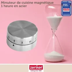 Mekanisk Timer - Rostfritt Stål - Magnetisk - 60 mn - Mått: 6x6x3.5 cm - Färg: Grå