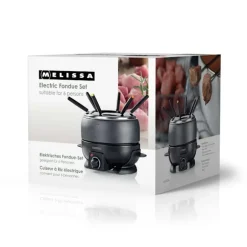 MELISSA Fondueset | 6 personer | 2,3 l | Justerbar temperaturkontroll | 800 W | Cool touch-handtag | Halkskyddade fötter | Överhettningsskydd