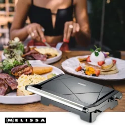 MELISSA Panini-grill och kontaktgrill med non-stickbeläggning och överhettningsskydd 1000W Svart