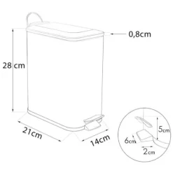 Miljövänlig svart bambu & stål pedalpapperskorg - 5L, stilfull & hållbar badrumspapperskorg