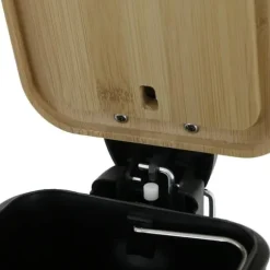 Miljövänlig svart bambu & stål pedalpapperskorg - 5L, stilfull & hållbar badrumspapperskorg