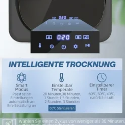 Mini torktumlare 2.5 kg med 6 program, LED-pekskärm, 800W, fristående eller väggmonterad, överhettningsskydd, grå