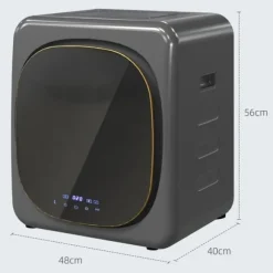 Mini torktumlare 2.5 kg med 6 program, LED-pekskärm, 800W, fristående eller väggmonterad, överhettningsskydd, grå