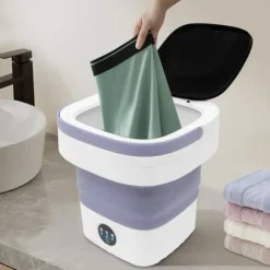 Mini tvättmaskin, 12L kapacitet, 36W effekt, 3 rengöringslägen, ljudnivå 30-40dB, hopfällbar design