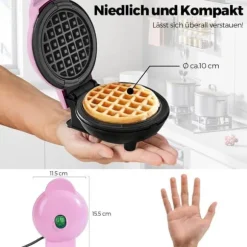 Mini Wafflejärn - HIYAA - Rosa - Non-stick - 10,16 cm - Elektrisk