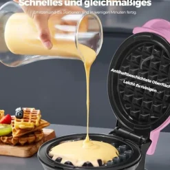Mini Wafflejärn - HIYAA - Rosa - Non-stick - 10,16 cm - Elektrisk