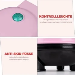 Mini Wafflejärn - HIYAA - Rosa - Non-stick - 10,16 cm - Elektrisk