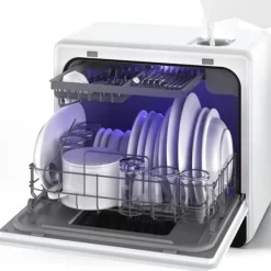 Minidiskmaskin, minidiskmaskin med touchkontroll, 9 program, portabel bordsdiskmaskin, 5,2 liters vattentank, kan användas med/utan vattenanslutning | CDON