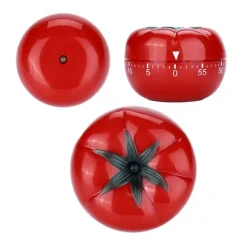 60-minuters tomatformad mekanisk nedräkningstimer för matlagning och bakning i kök (6,3 x 4,5 cm)