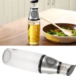 500ml oljedispenser läckagesäker glas silikon akryl presstyp kvantitativ oljeflaska för hälsokök silver