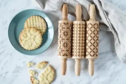 MoodForWood Träkavel 25 cm med handtag, set om 3, graverad, perfekt för bakning - geometriskt mönster